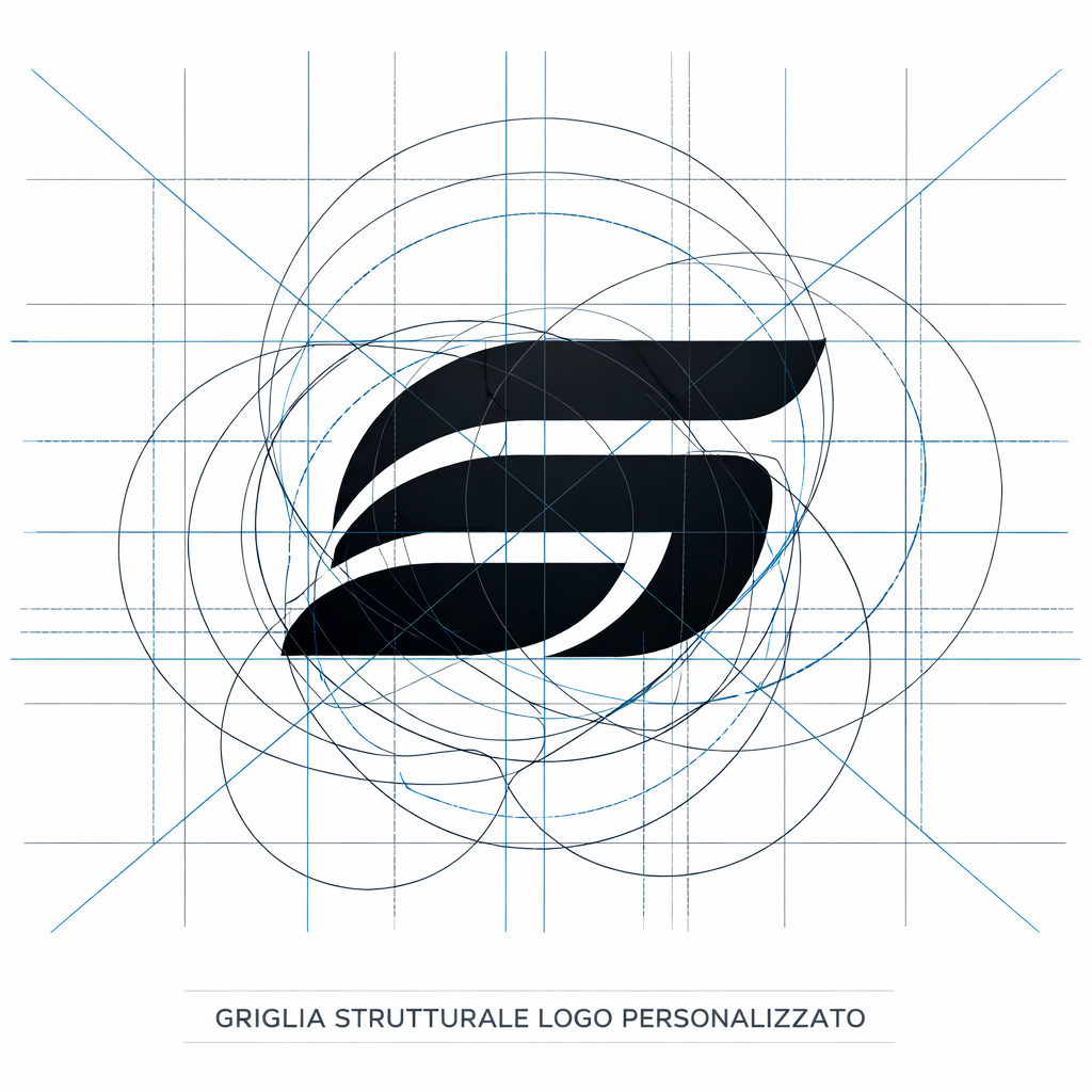 Structural grid for a custom logo mark — every curve is mathematically plotted